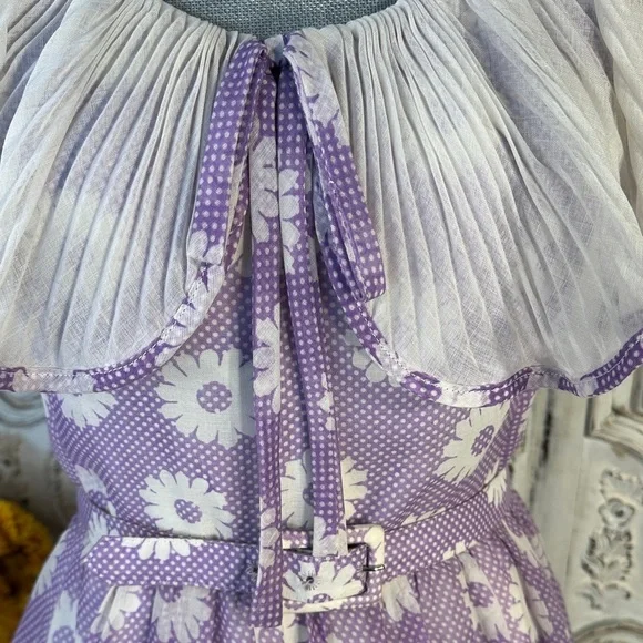 Miss Elliette Vintage Lavender Daisy Print Floral Maxi Dress CottageCore - Picture 5 of 12